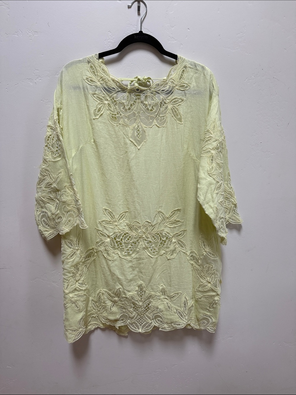 Anthropologie Celandine Lace-Trim Light Yellow Women's Tunic